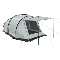 Tente de camping familiale double couche pour 5-6 personnes, en polyester imperméable, avec salon, poteaux en aluminium, tente de glamping extérieure