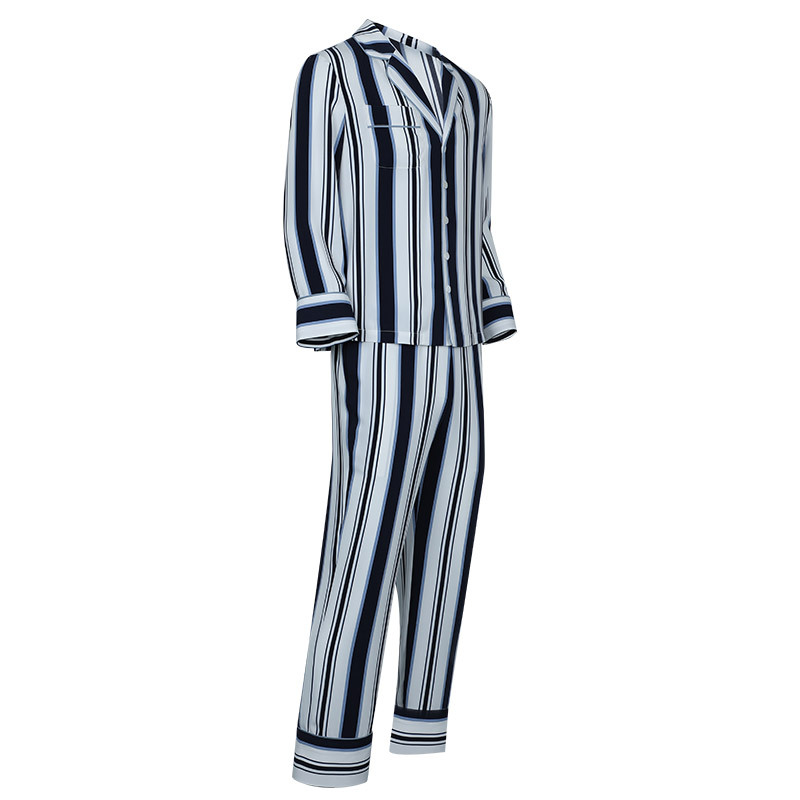 Casual Leisure Long Sleeve Home Wear Polyester Sleepwear Bathrobe Suit Household Nightgown Two Pieces Sets