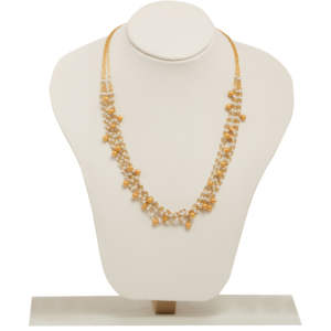 Collar de perlas chapado en oro con cuentas doradas colgantes, joyería tradicional elegante y ligera para mujer - Product Image 3