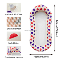 Hamac flottant gonflable Mart pour piscine, chaise longue gonflable en PVC à pois avec filet pour adultes, piscine, plage, été