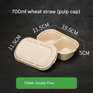 Contenedores de Alimentos Biodegradables de Pulpa de Paja de Trigo de 750 ml, 1000 ml y 1500 ml, con Dos Compartimentos, Forma Ovalada, Caja Desechable - Product Image 6