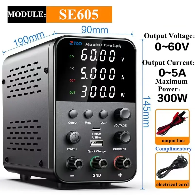 Hochwertige SE-605 Stromversorgungseinheit einstellbare digitale Gleichstromversorgung 60 V 5 A für Telefon- und Laptop-Reparatursatz 110 V 220 V