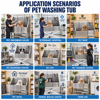 Baignoire de toilettage pour chiens en acier inoxydable, hauteur fixe et élévation électrique, pour le nettoyage et la toilettage des animaux de compagnie