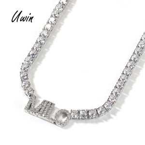 Mini collar de letras personalizado con nombre, dijes de iniciales, joyería de 4mm, cadena de tenis con nombre, joyas ostentosas - Product Image 1