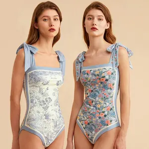 Canadian vintage French double sided print famous brand luxury swimwear women reversible exotic one piece bathing suits