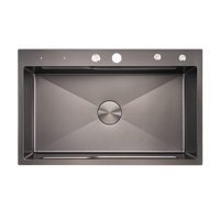 Évier de cuisine rectangulaire moderne multifonctionnel en acier inoxydable brossé, à montage supérieur, monotrou, durable, de qualité supérieure