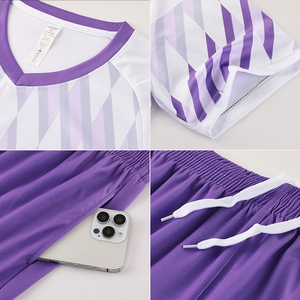 Ultima Maglia da <span class=keywords><strong>Calcio</strong></span> ad Asciugatura Rapida con Stampa Sublimatica, Tuta da Allenamento per Uomo <span class=keywords><strong>Bianca</strong></span> e Viola - Product Image 4