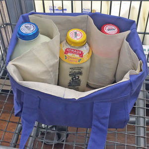 Sacs d'épicerie en toile rayée réutilisables de luxe en coton biologique pour les légumes - Product Image 3