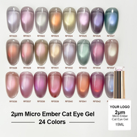 Gel pour ongles effet œil de chat micro-brillant 2μm, 24 couleurs, logo personnalisé, vente en gros, super brillant, effet galaxie, sans HEMA, sans TPO