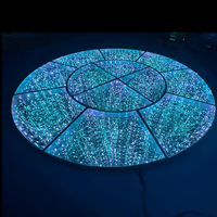 Plancher de danse LED 3D à miroir, 7 canaux RGB, à changement de couleur, effet étincelant, pour mariages et fêtes, diamètre 3000 mm, avec télécommande