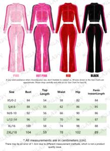 Valentinstag-Stil Maßgeschneiderter Seitenstreifen-Samt-Freizeitanzug Damen Reißverschluss-Veloursjacke und Jogginghose 2-teiliges Set - Product Image 5