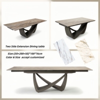 Table extensible design italien pour le marché turc, plateau en marbre brillant, grande taille, ensemble de chaises de salle à manger 10 places pour la maison, l'hôtel et le restaurant
