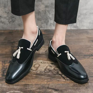 Chaussures en cuir pour hommes de qualité luxueuse, style italien, formelles, à enfiler, Oxford, brodées, camouflage, automne, légères - Product Image 5