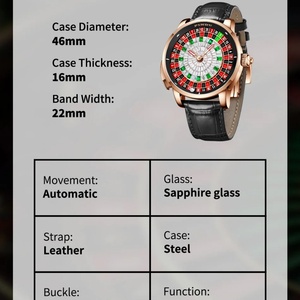 Montre mécanique à cadran rotatif PINDU Design pour hommes, mouvement NH35 haut de gamme, saphir, acier inoxydable, étanche, automatique - Product Image 6