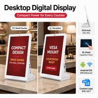Kiosque d'affichage numérique de bureau au design ultra fin et compact, base en forme de L, montage VESA, écran tactile de 10,1 pouces