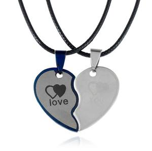 Logotipo personalizado joyería de moda de acero inoxidable corazón espada rompecabezas pareja colgante collar chapado en oro con <span class=keywords><strong>amistad</strong></span> grabado - Product Image 1