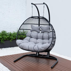 Fauteuil suspendu double en métal personnalisé et confortable avec coussins, pour l'extérieur et le jardin - Product Image 4