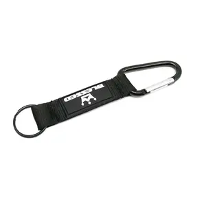 Customized Carabiner Keychain with Strap, Carabiner clips for keys, Key Carabiner with Rubber Branding