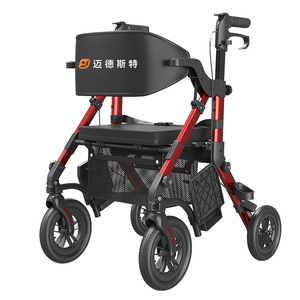 Maedest <b>Walker</b> Rollator Z51 Red Lightweight Foldable Mobility Aid for <b>Elderly</b> and Disabled Users - Product Image 3