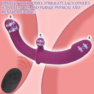 Vibrating Double Ended <strong>Dildo</strong> for Lesbian <strong>Sex</strong> Toys - Eurlemd Soft Strapless G Spot <strong>Dildos</strong> Wireless Silicone 10 <strong>Vibration</strong> - Product Image 2