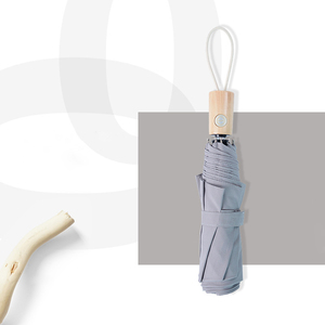 Paraguas Plegable Automático de Tres Pliegues con Mango de Madera, Color Sólido, Ligero, Impermeable, Compacto, de Alta Calidad 190T, con Logotipo Personalizado - Product Image 1