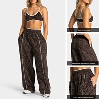 Ensemble de yoga 2 pièces léopard en polyester/coton ultra-extensible, sans coutures, pour le yoga transfrontalier, avec soutien-gorge rehausseur de fessiers et leggings ajustés