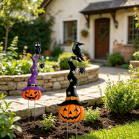 Chapeau de sorcière étoilé OEM ODM avec araignée, décorations d'Halloween effrayantes, piquet de jardin, décoration de pelouse