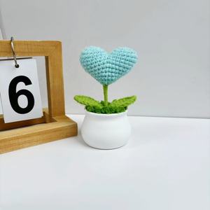 Benang rajut DIY berbentuk hati, pot bunga buatan objek Dekorasi Rumah - Product Image 5