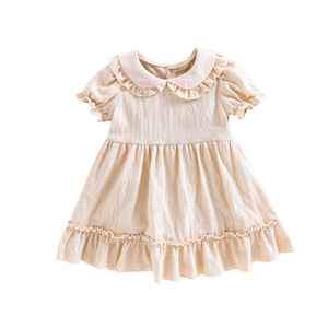 Custom High Quality Girl Dress Casual Western Short Sleeve Long Length Autumn for Children's Summer Autumn - Product Image 2