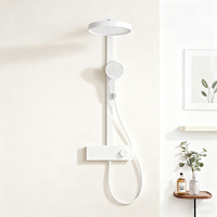 Ensemble de douche de beauté en laiton massif avec affichage numérique, finition blanc crème, pour salle de bain domestique, doté d'une grande douchette pluie et d'une fonction de déchloration