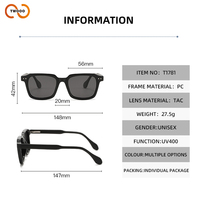 TWOOO T1781 OEM Nouvelles Lunettes de Soleil Carrées Polarisées Tendance Rétro Vente Chaude Personnalité Monture Fine à la Mode Vente en Gros Usine