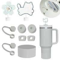 Ensemble d'accessoires réutilisables pour gobelets créatifs de 30 et 40oz comprenant 6 bouchons en silicone, 2 bouchons de paille de 10mm et 1 botte en silicone