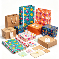 Ensemble de papier cadeau pour la fête des pères et la fête des mères, sacs cadeaux imprimés, boîtes, cartes de vœux, étiquettes suspendues, emballage cadeau complet