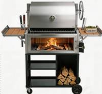 Parrilla Argentina Moderna de Leña y Carbón con Asador, Plegable, con Recubrimiento en Polvo, de Acero Inoxidable, con Carro y Llama
