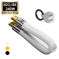 NOUVEAU Câble USB4 Type-C vers C 40 Gbps 8K 60Hz PD 240W 5A à charge rapide en alliage d'aluminium pour ordinateur et batterie externe avec porte-clés