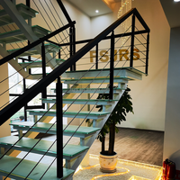 Balustrades et mains courantes carrées modernes en acier inoxydable 304/316 et PVC noir pour escaliers
