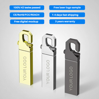 Memoria USB Metálica con Gancho, Precio de Fábrica, Personalizable, 1G 2G 4G 8G 16G 32GB 64GB