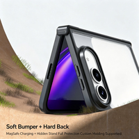 Funda Plegable con Anillo Magnético N52 Oculto para iPhone 18 Fold y iPhone 18 Ultra, con Bisagra Completa, Parachoques Suave y Carcasa Rígida de PC para Carga Inalámbrica