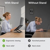 Support portable pliable en métal pour ordinateur portable et tablette, avec dissipation efficace de la chaleur