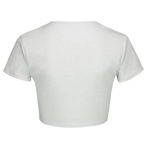 Venta al por mayor de poliéster de manga corta con cuello redondo Slim-Fit Camisetas de las mujeres de la aptitud del entrenamiento de Jogging de la camiseta Top Camiseta corta - Product Image 4