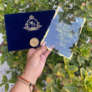 Sobre de Terciopelo con Lámina Dorada Personalizado con Base de Cartón para Invitaciones de Boda y Regalos, Estampado en Caliente y Sellado - Product Image 3