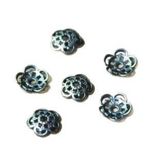 Separadores de cuentas plateados con forma de flor para la fabricación de pulseras, accesorios de joyería chapados Z074 - Product Image 5