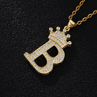 Collar con Inicial, Latón Chapado en Oro de 18K, Letras Grandes, Nombre en Letra Cursiva, Collar con Monograma