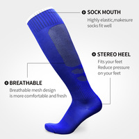 Chaussettes de football antidérapantes en gros, longues, montant au-dessus du genou, pour sports de plein air et gym, chaussettes de football rayées EDP513