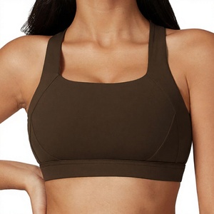 Soutien-gorge de sport personnalisé avec logo sur le devant pour femmes à forte poitrine, dos nageur, maintien moyen, compression, col ras du cou - Product Image 1