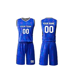 International Youth Plain Blue Basketball Jersey And Shorts