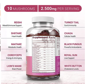 Oem/ODM tùy chỉnh Reishi, đông trùng hạ thảo, sư tử bờm năng lượng hỗ trợ nootropic Gummies nấm Gummy - Product Image 3