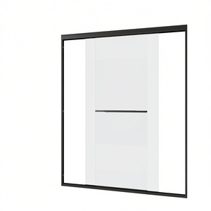 Puerta de Ducha Corredera Doble Semierizada de 56-60 Pulgadas Ancho x 72 pulgadas Puerta de Baño de Vidrio Templado de 1/4 de Pulgada, Color Negro Mate, Estilo Bypass - Product Image 1
