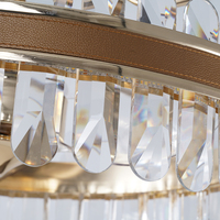 Ventilador de techo LED dorado personalizable de 22 ", candelabro de cristal de ahorro de energía, diseño de sala de estar tradicional moderno, Control remoto