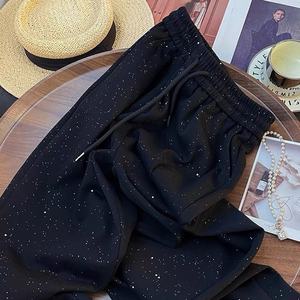 Nuovi <span class=keywords><strong>Pantaloni</strong></span> Casual <span class=keywords><strong>Lucidi</strong></span> da <span class=keywords><strong>Donna</strong></span> Primavera Estate <span class=keywords><strong>Pantaloni</strong></span> Larghi con Coulisse Sportivi Casual a Gamba Larga - Product Image 5